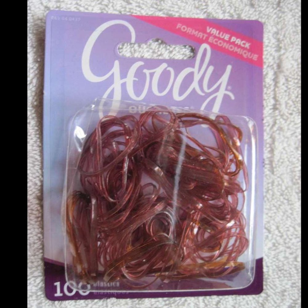 100 Goody Translucent Reddish Pink Plastic Poly Ouchless Elastic Pony Hair Bands